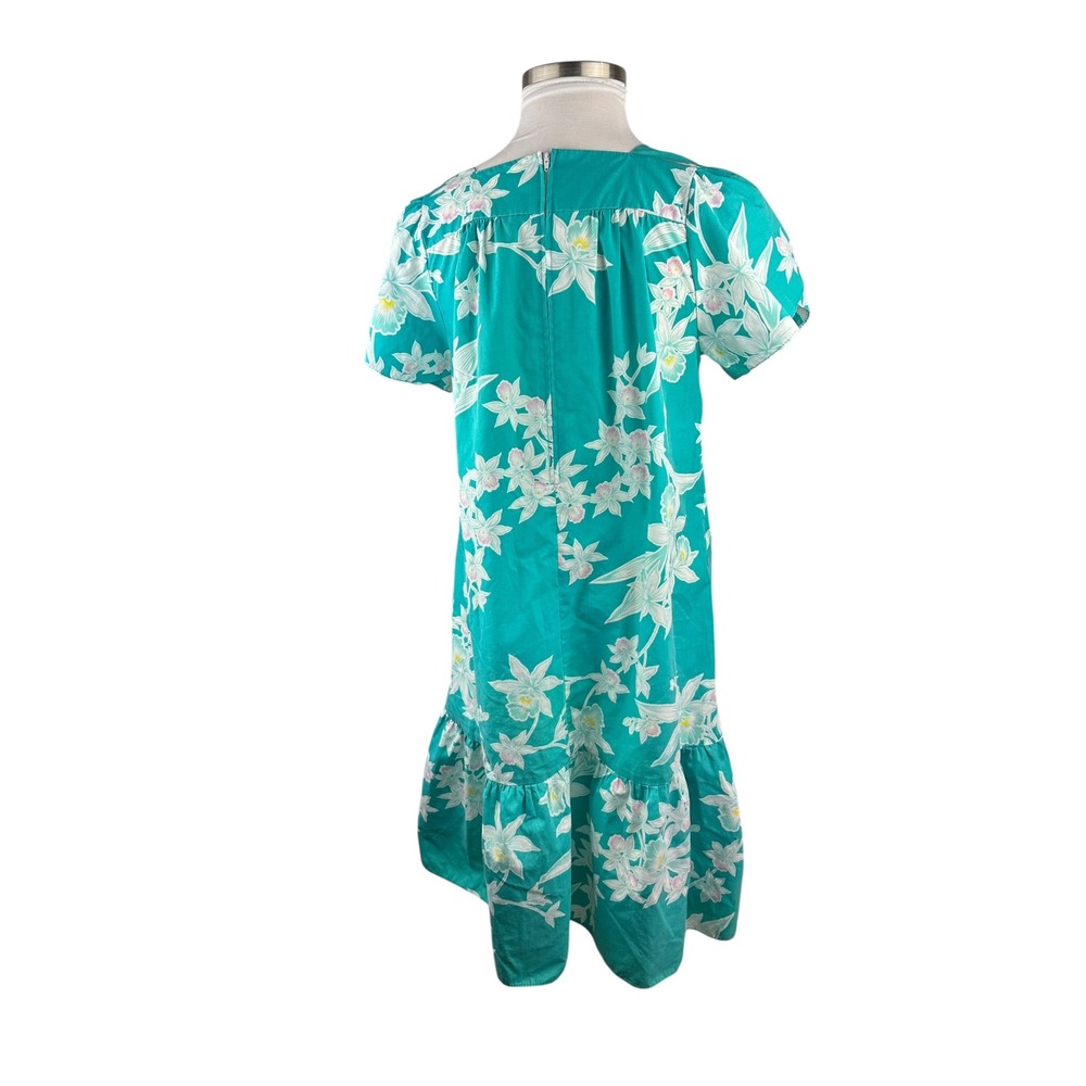Vtg Royal Creations Hawaii Floral Orchid Ruffle Hem Dress Muumuu Women's Large - Picture 8 of 16